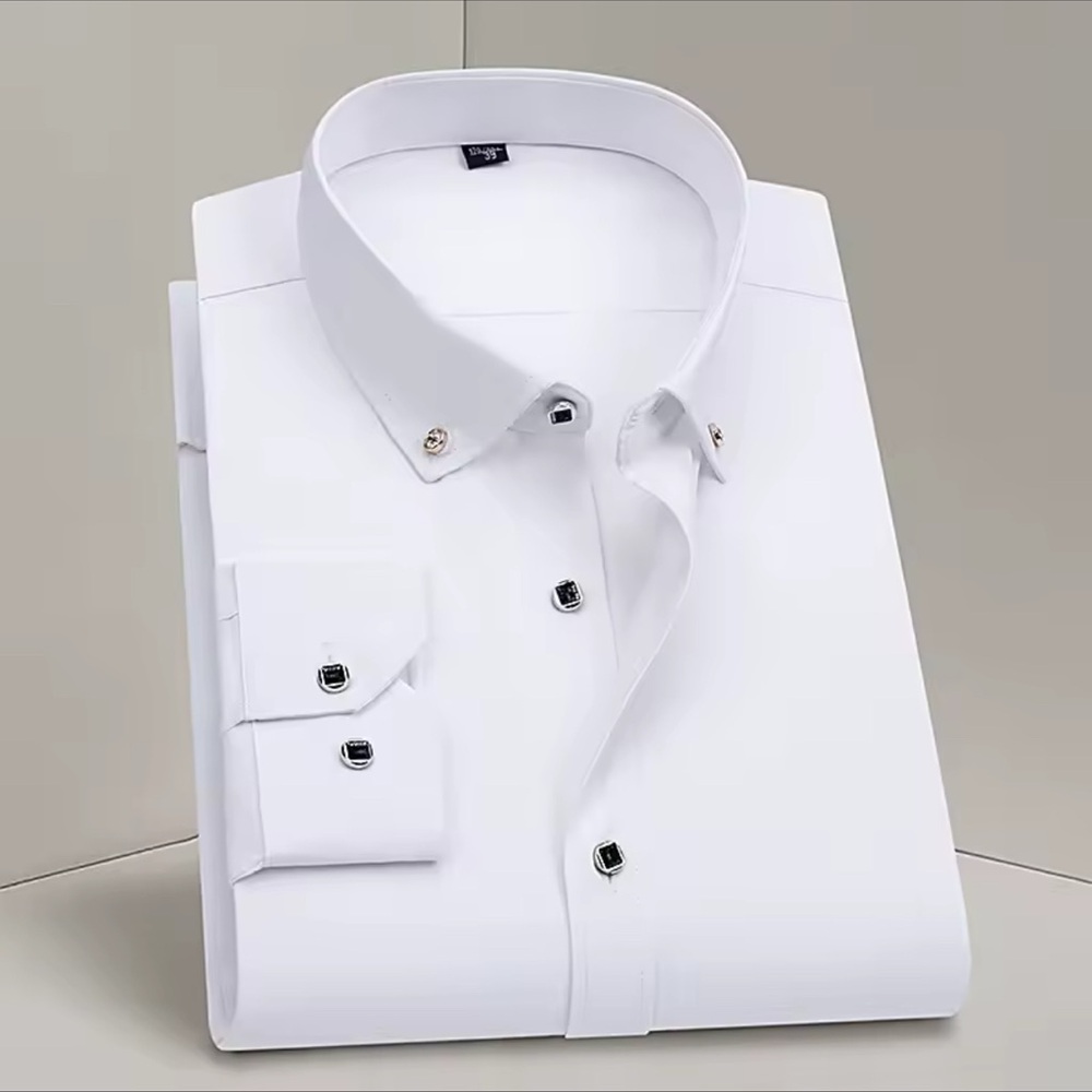 Elegant White Men's Dress Shirt